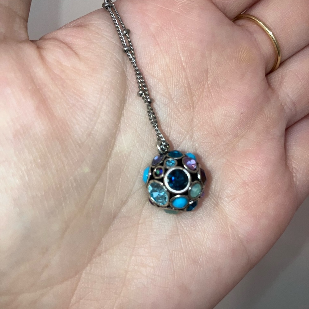 🪩 FOSSIL Multicolored Rhinestone Disco Ball Pendant Necklace 🪩 - Picture 8 of 13